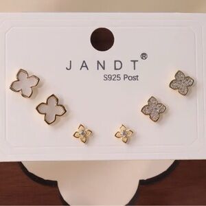 New Jandt Set of 3 Pairs Clover Earrings s925 Post
